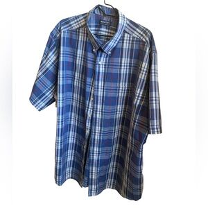 PURITAN Men's Wrinkle Resistant Blue and Red Checkered SS Button Up Shirt 3XL